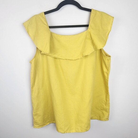 M&S Marks and Spencer linen blend summer top US sz 14 women yellow - Picture 8 of 12